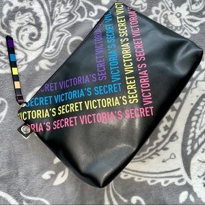 Victoria Secret Black w Rainbow Print Clutch